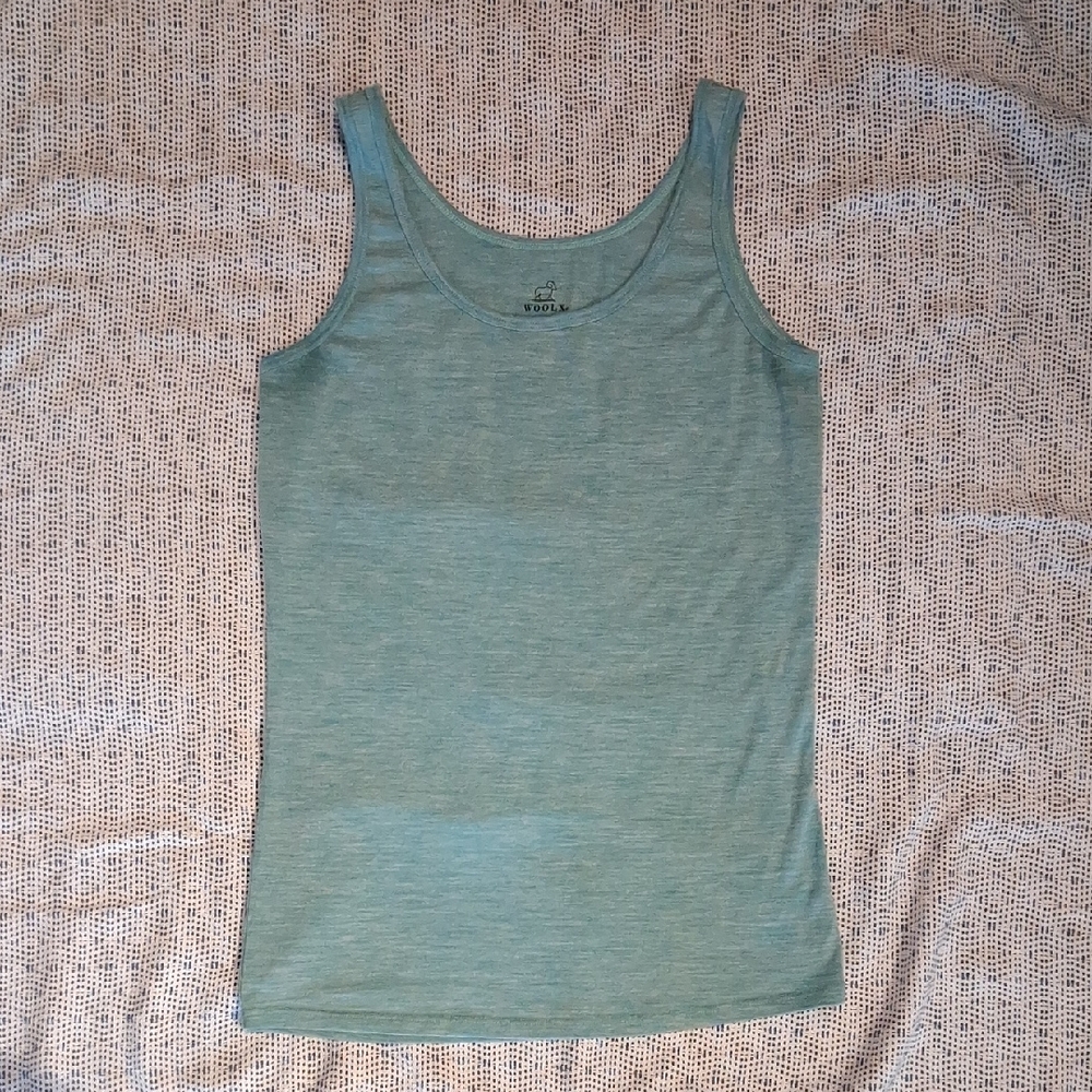 WoolX Women's Teal Blue Merino Wool Fitted Scoop Neck Tank Top Size Large